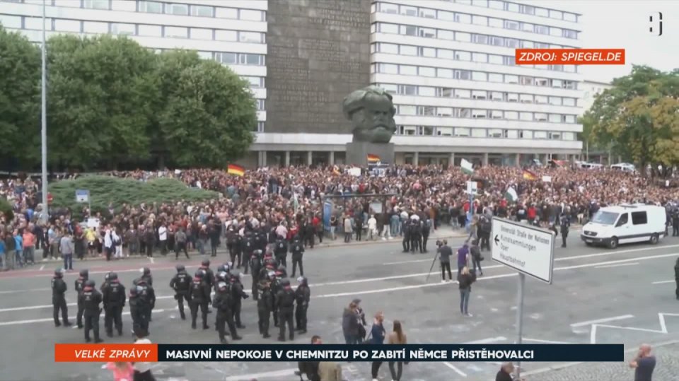28. 8. 2018 VELKÉ ZPRÁVY: MASIVNÍ NEPOKOJE V CHEMNITZU PO ZABITÍ NĚMCE PŘISTĚHOVALCI